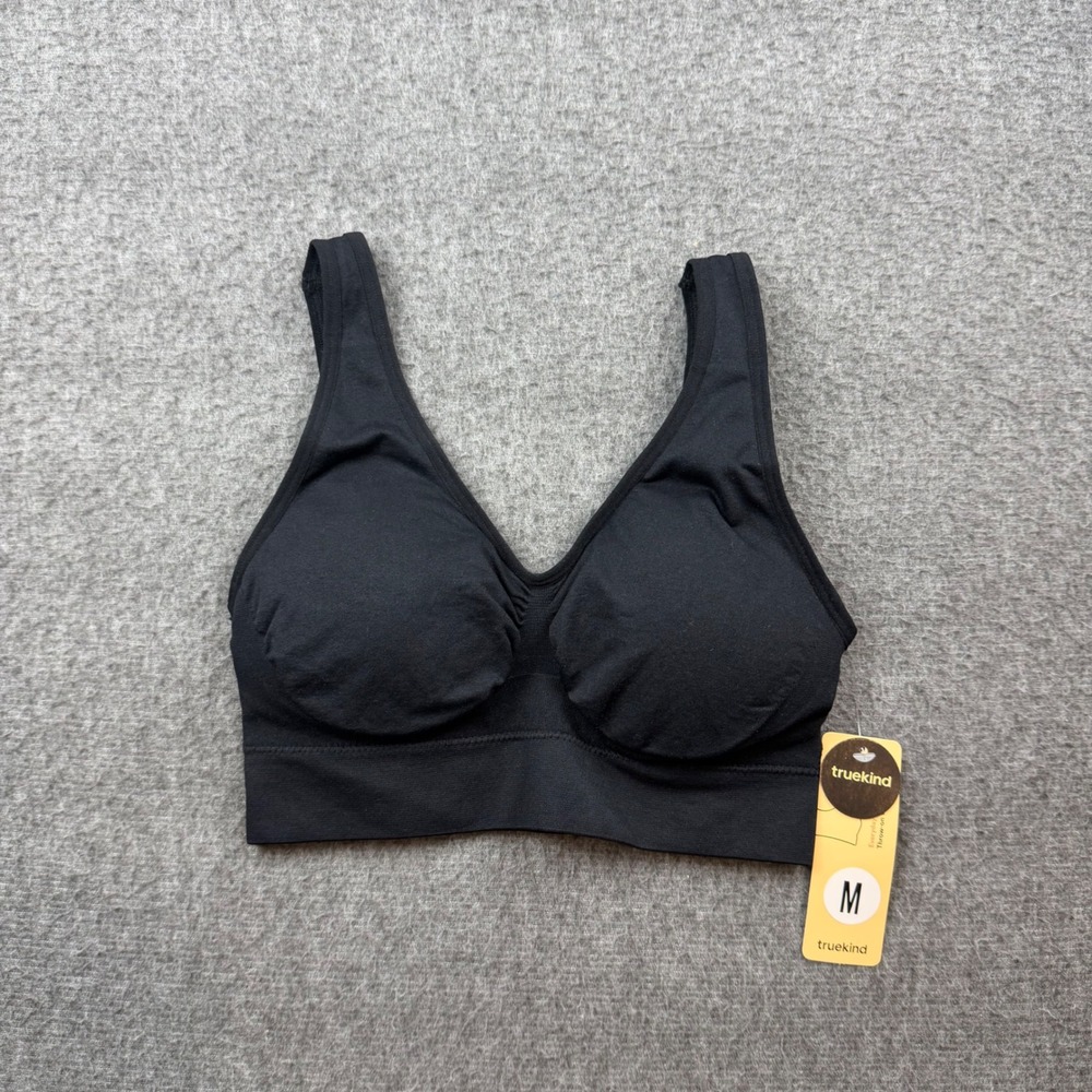 Truekind Everyday Throw-on Bra Women's Size M Black Wireless Seamless Bralette